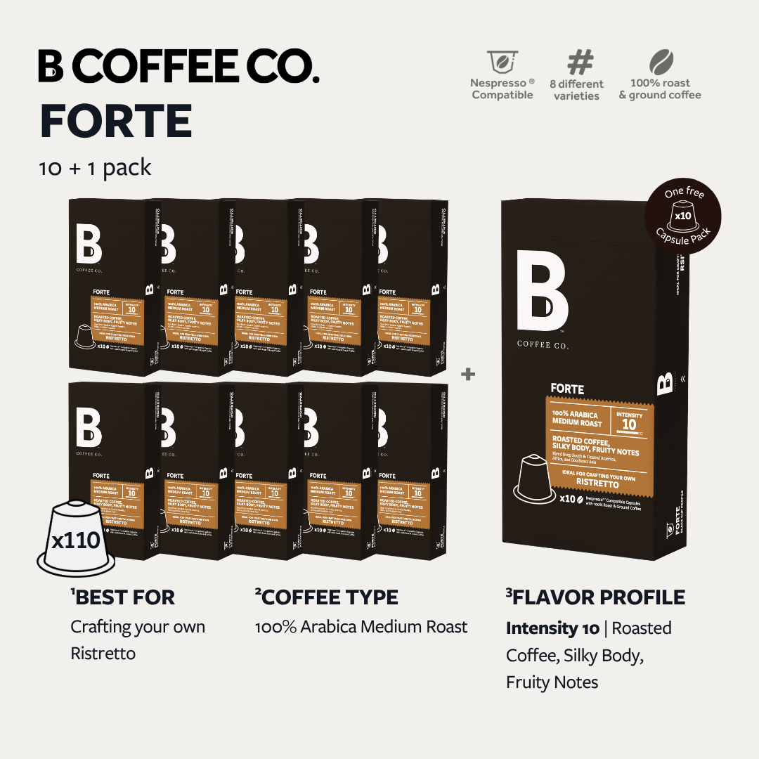 
                  
                    B Coffee Co. Forte Ristretto Nespresso Compatible Coffee Capsules 10 Pods per Pack
                  
                