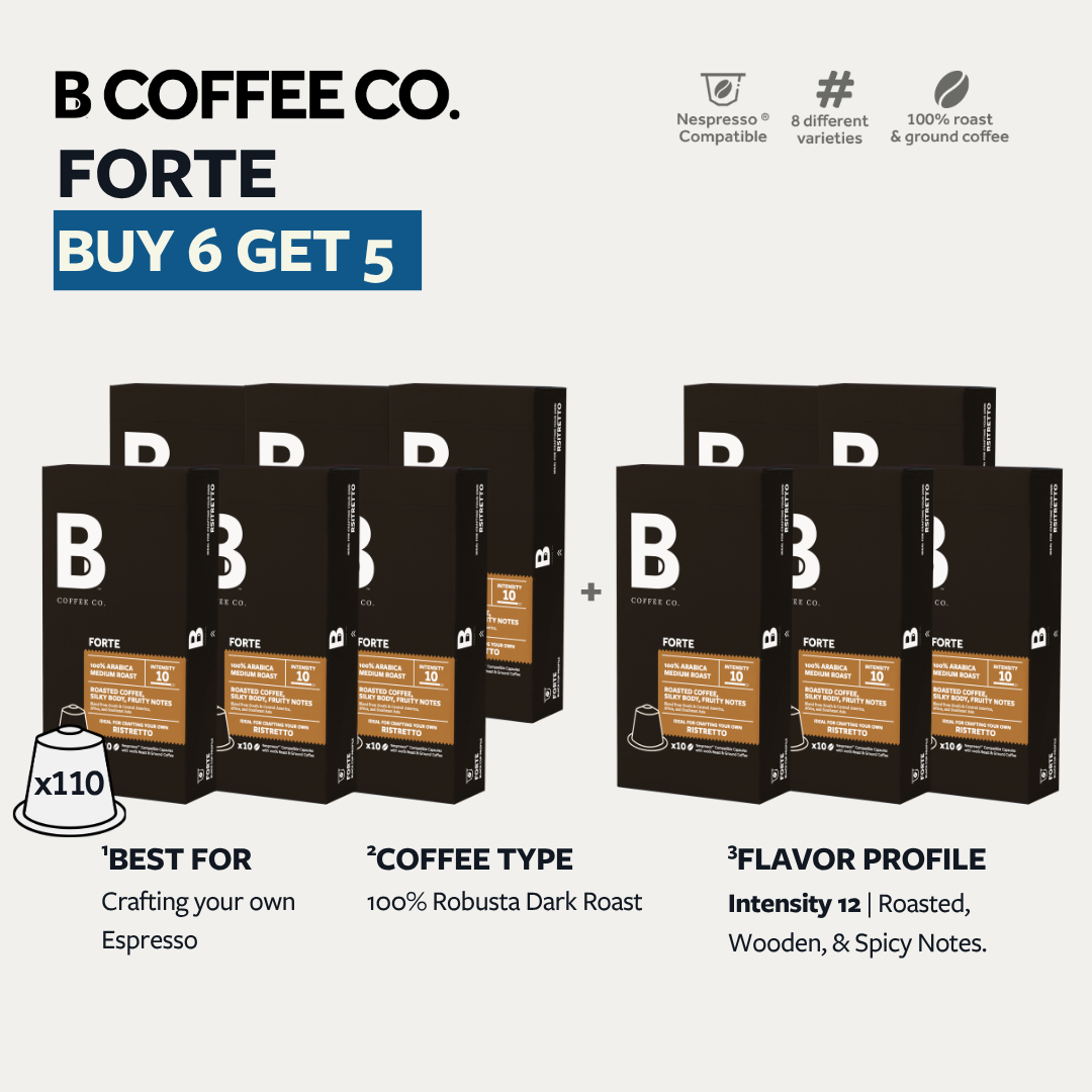 
                  
                    B Coffee Co. Forte Ristretto Nespresso Compatible Coffee Capsules 10 Pods per Pack
                  
                