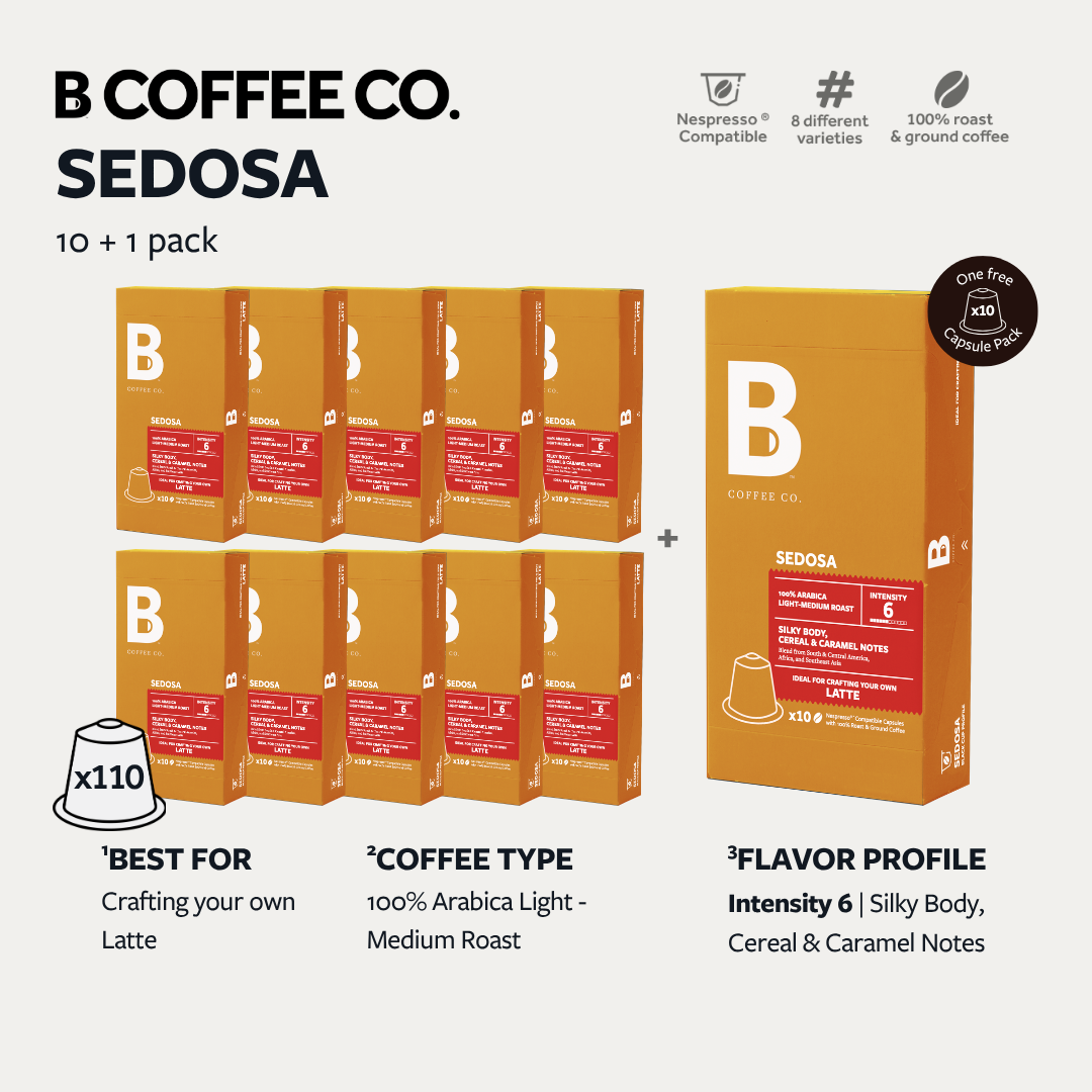
                  
                    B Coffee Co. Sedosa Latte Nespresso Compatible Coffee Capsules 10 Pods per Pack
                  
                