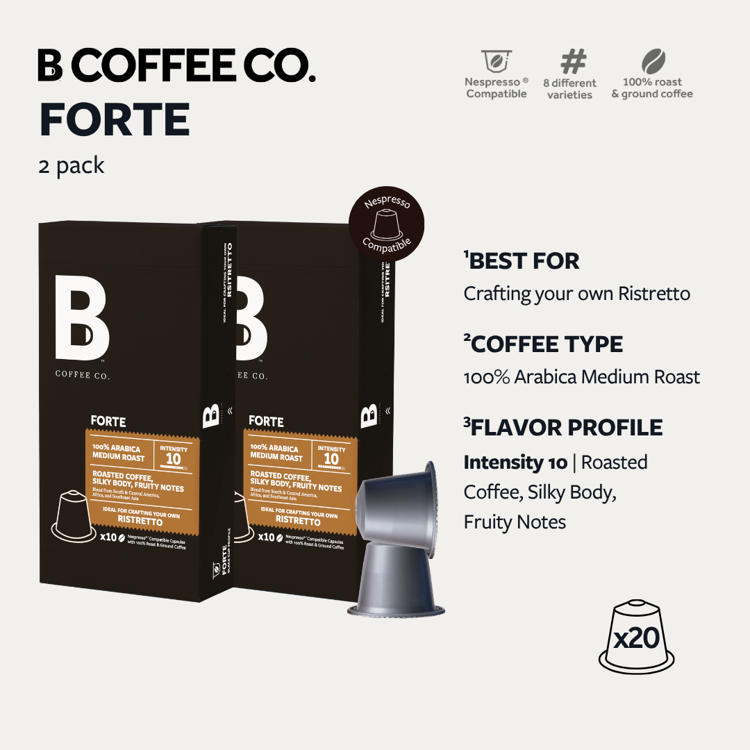 
                  
                    B Coffee Co. Forte Ristretto Nespresso Compatible Coffee Capsules 10 Pods per Pack
                  
                
