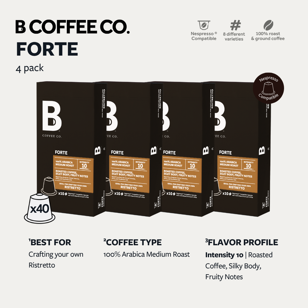 
                  
                    B Coffee Co. Forte Ristretto Nespresso Compatible Coffee Capsules 10 Pods per Pack
                  
                