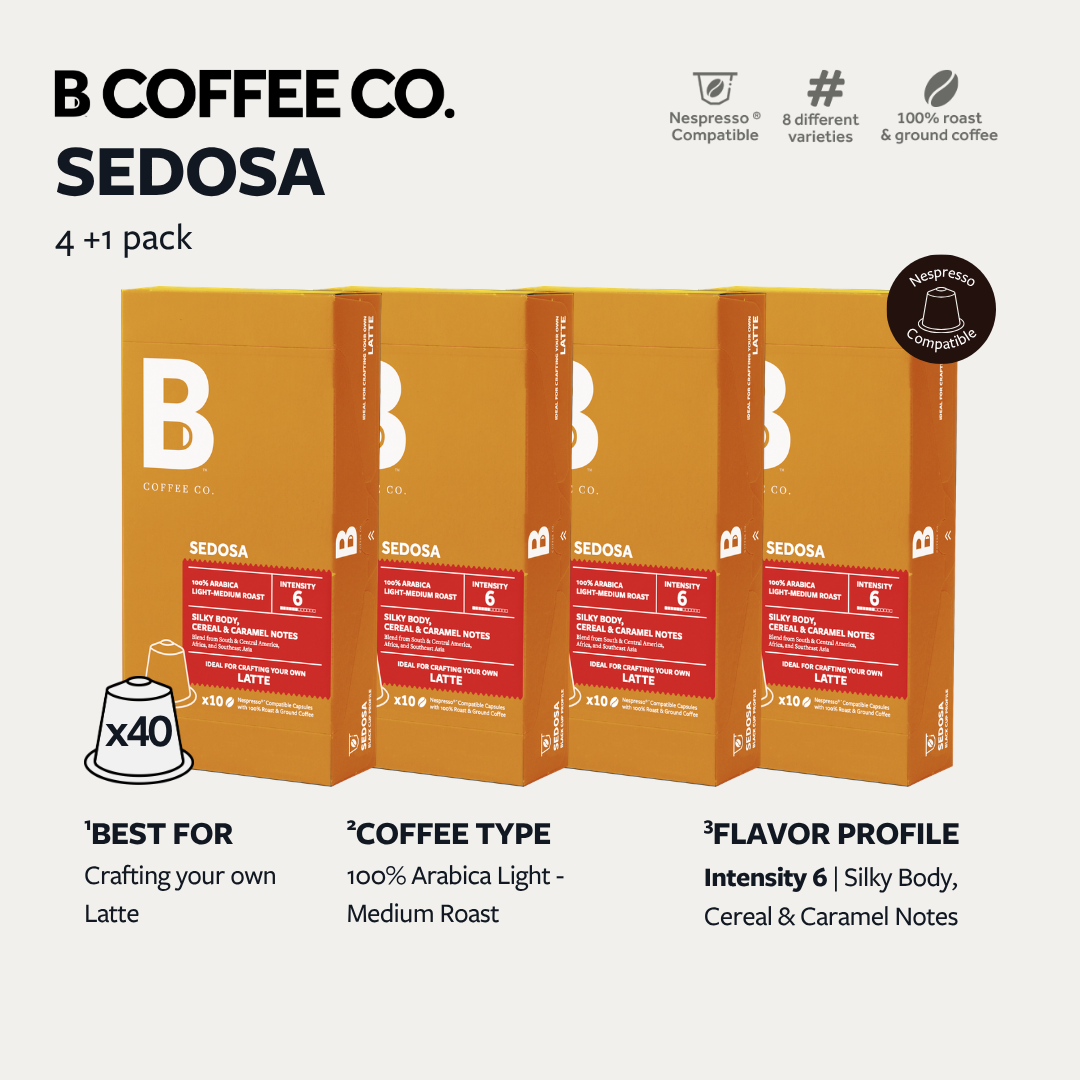 
                  
                    B Coffee Co. Sedosa Latte Nespresso Compatible Coffee Capsules 10 Pods per Pack
                  
                