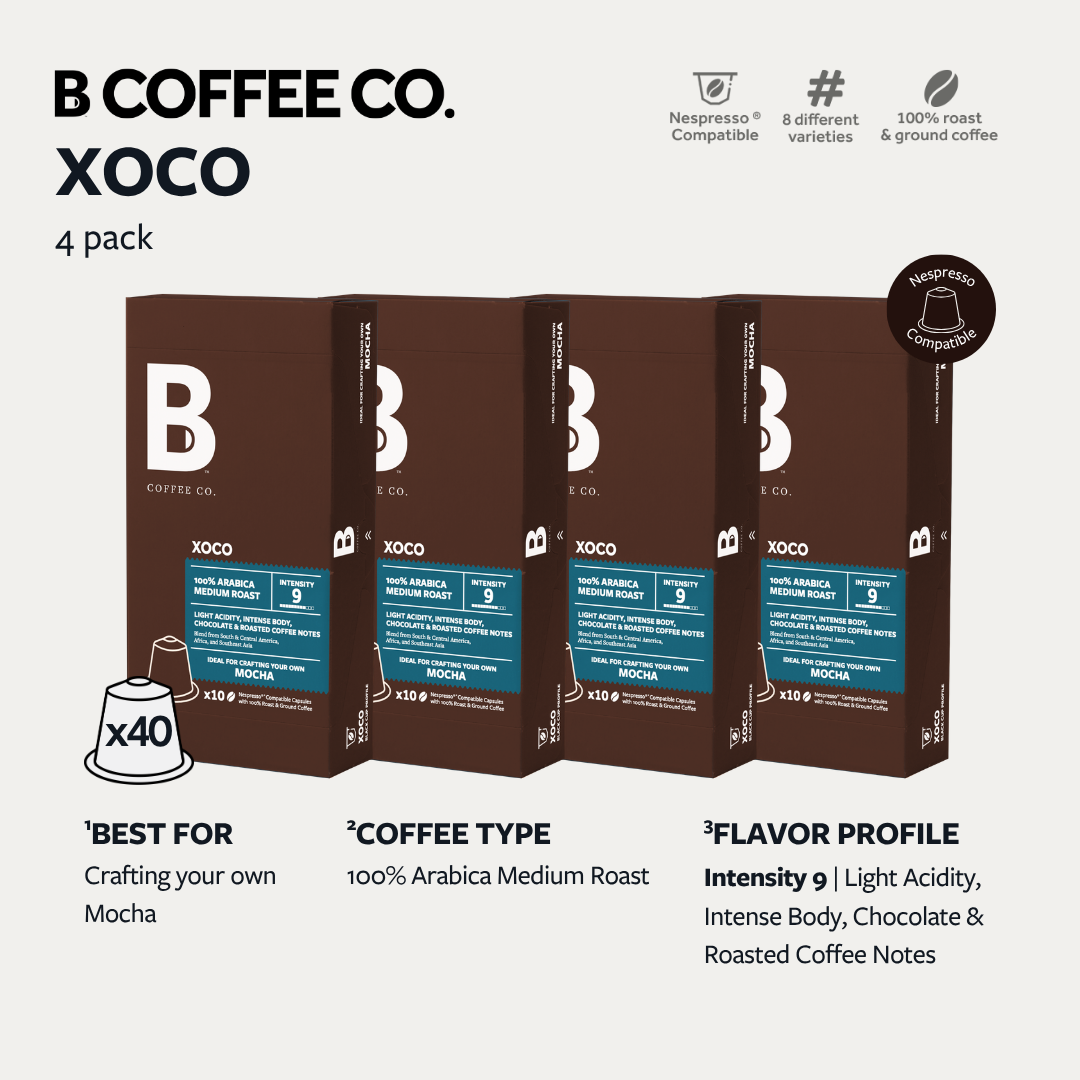 
                  
                    B Coffee Co. Xoco Mocha Nespresso Compatible Coffee Capsules 10 Pods per Pack
                  
                