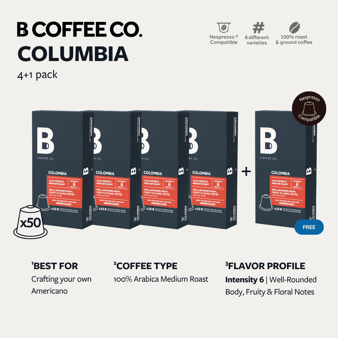 
                  
                    B Coffee Co. Colombia Americano Nespresso Compatible Coffee Capsules 10 Pods per Pack
                  
                
