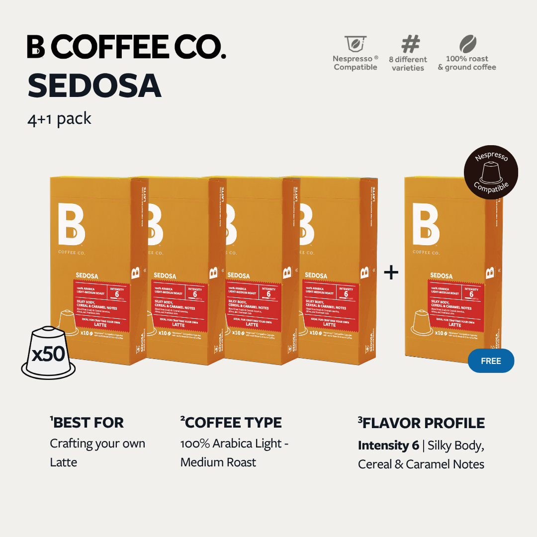 
                  
                    B Coffee Co. Sedosa Latte Nespresso Compatible Coffee Capsules 10 Pods per Pack
                  
                