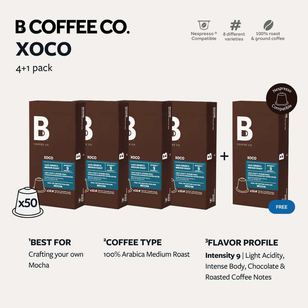 
                  
                    B Coffee Co. Xoco Mocha Nespresso Compatible Coffee Capsules 10 Pods per Pack
                  
                
