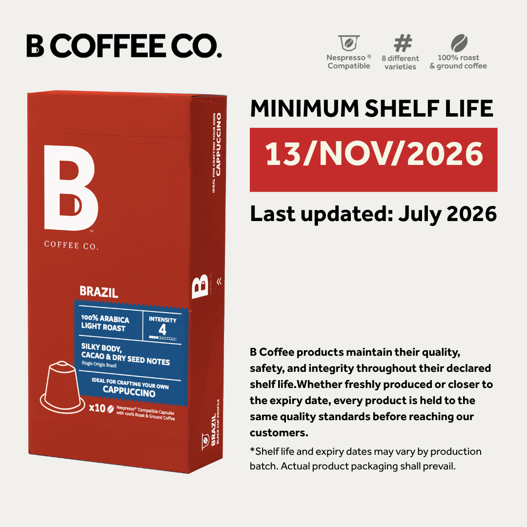 
                  
                    B Coffee Co. Brazil Cappuccino Nespresso Compatible Coffee Capsules 10 Pods per Pack
                  
                