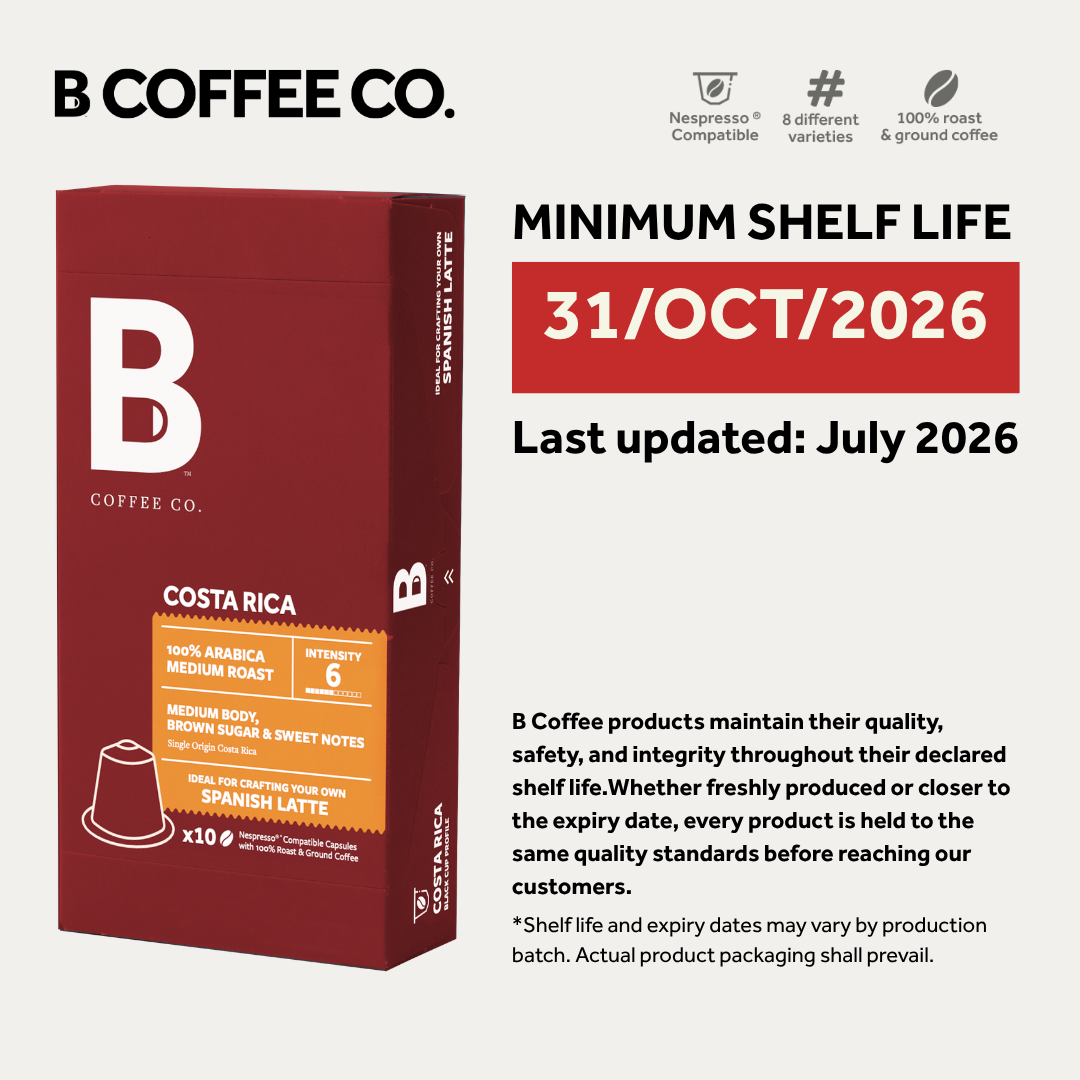 
                  
                    B Coffee Co. Costa Rica Spanish Latte Nespresso Compatible Coffee Capsules 10 Pods per Pack
                  
                