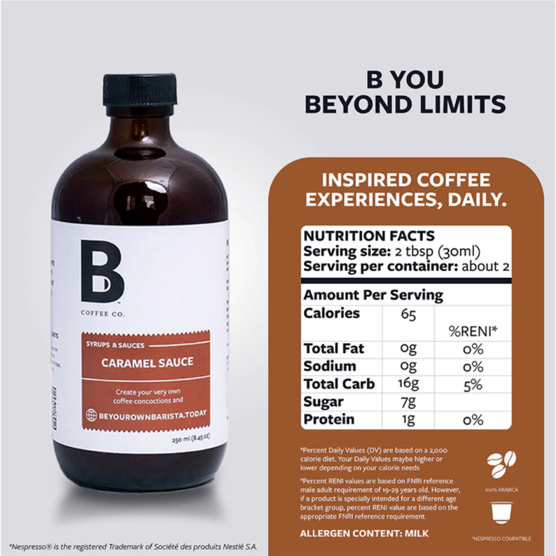 
                  
                    B Coffee Co. Forte Bundle Pack, Nespresso Compatible Coffee Capsules - 2 Packs + Caramel Syrup
                  
                