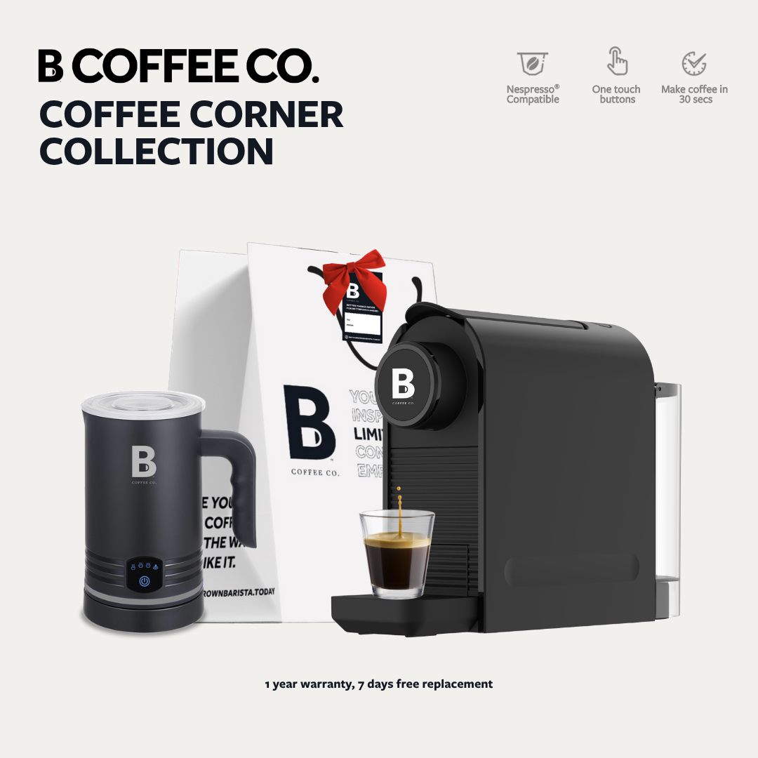 
                  
                    B Coffee Co. Freshman Core Coffee Corner Collection, Coffee Capsule Machine with Varsity Frother
                  
                