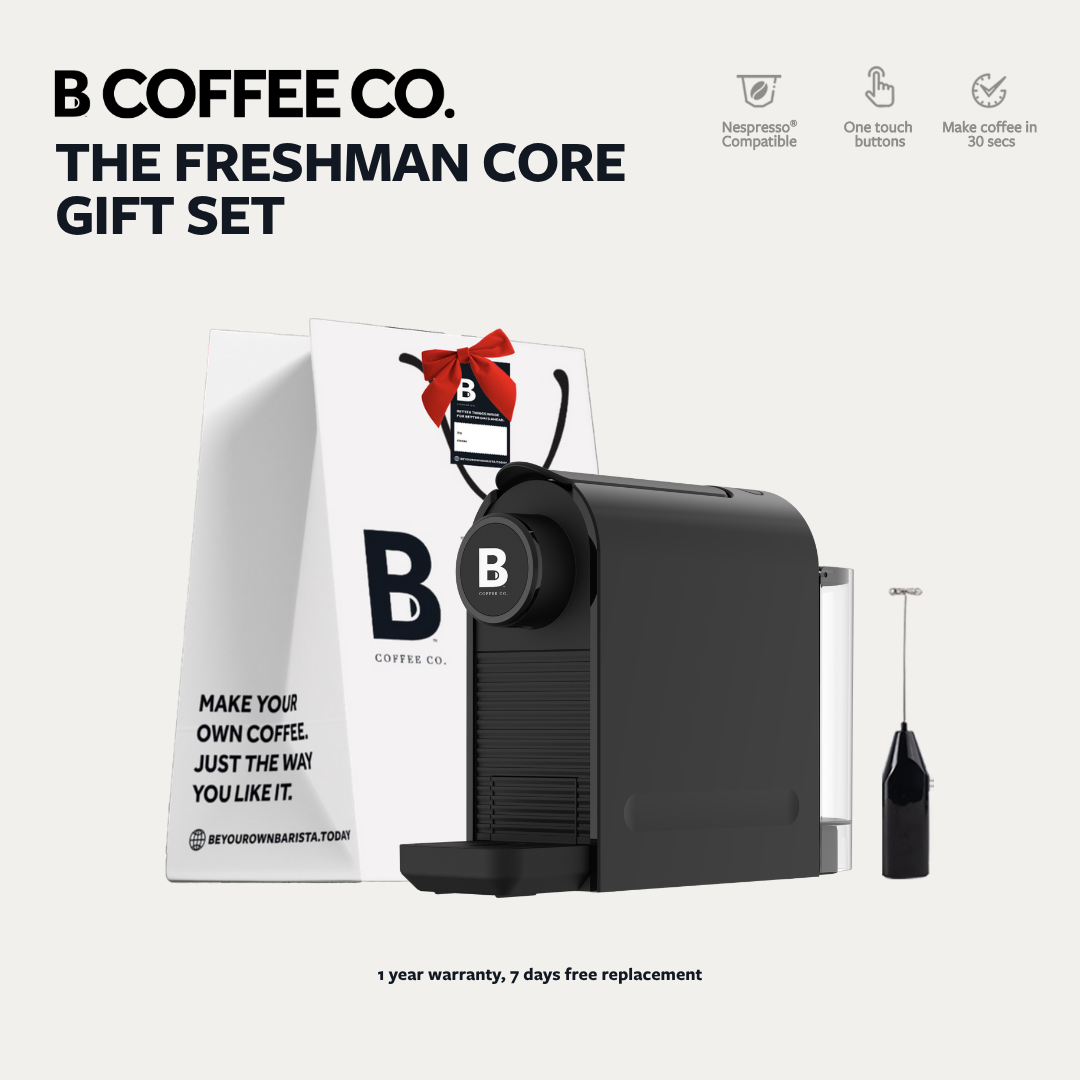 
                  
                    B Coffee Co. Freshman Core Gift Set, Nespresso Compatible Coffee Capsule Machine with Milk Frother
                  
                