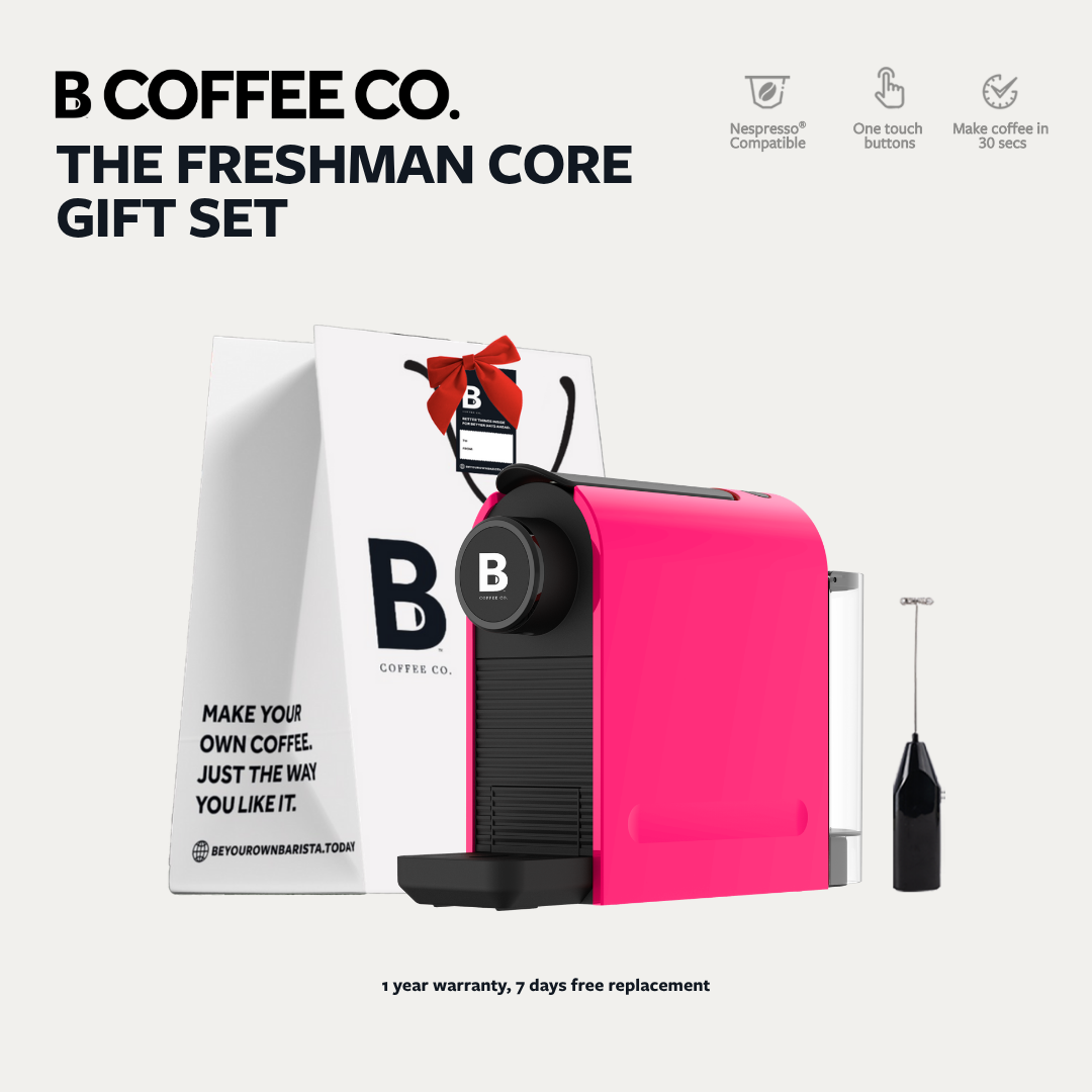 
                  
                    B Coffee Co. Freshman Core Gift Set, Nespresso Compatible Coffee Capsule Machine with Milk Frother
                  
                