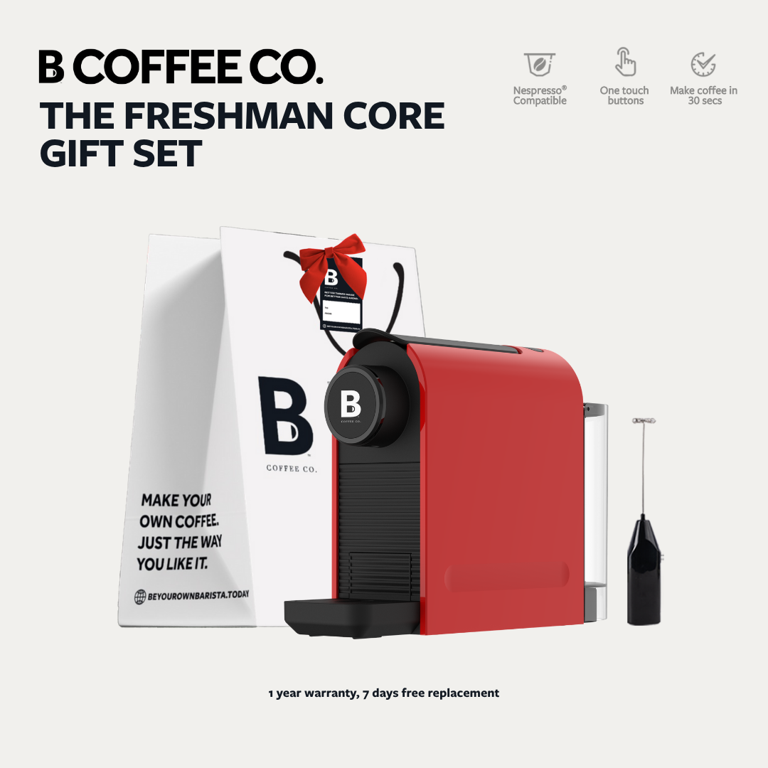 
                  
                    B Coffee Co. Freshman Core Gift Set, Nespresso Compatible Coffee Capsule Machine with Milk Frother
                  
                
