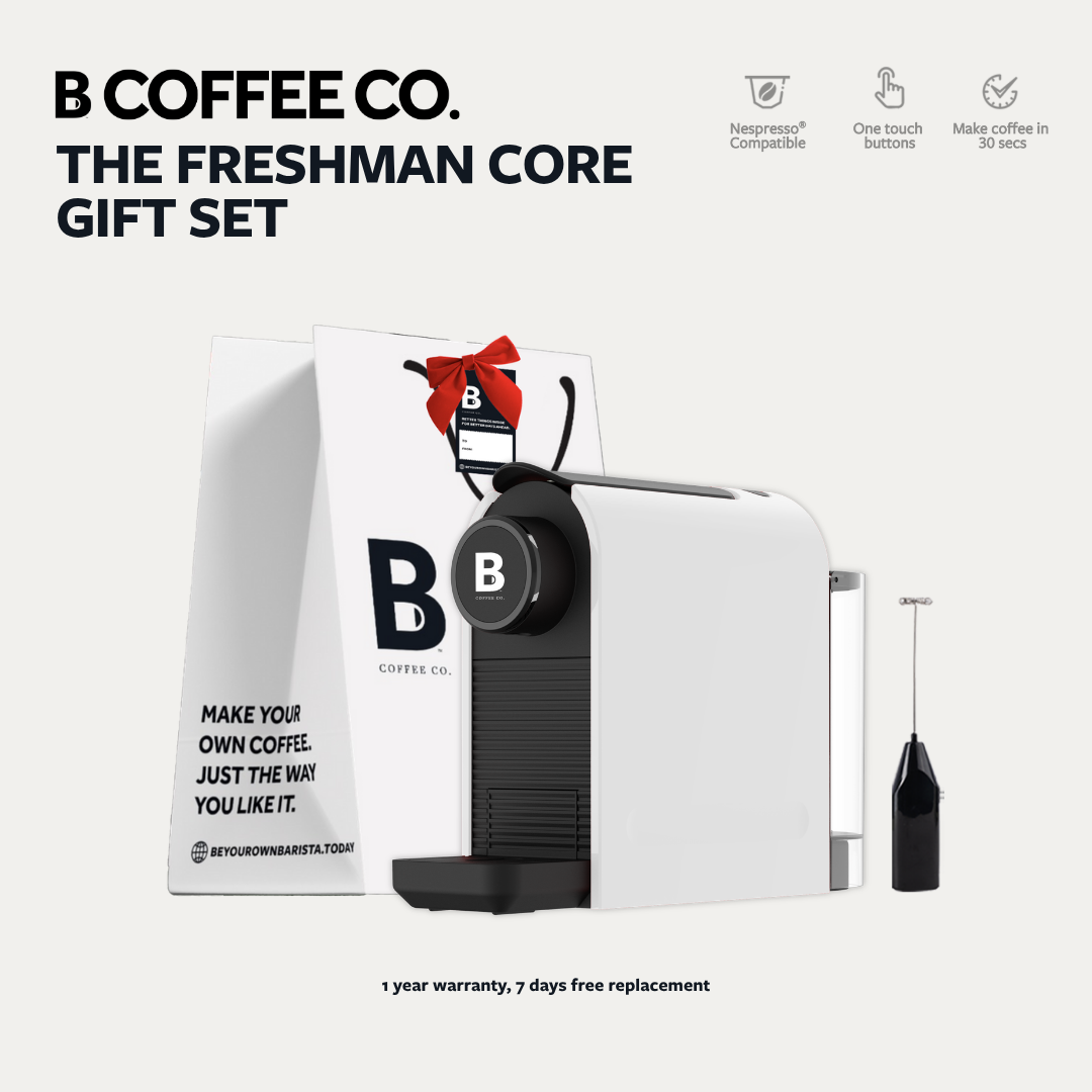 
                  
                    B Coffee Co. Freshman Core Gift Set, Nespresso Compatible Coffee Capsule Machine with Milk Frother
                  
                