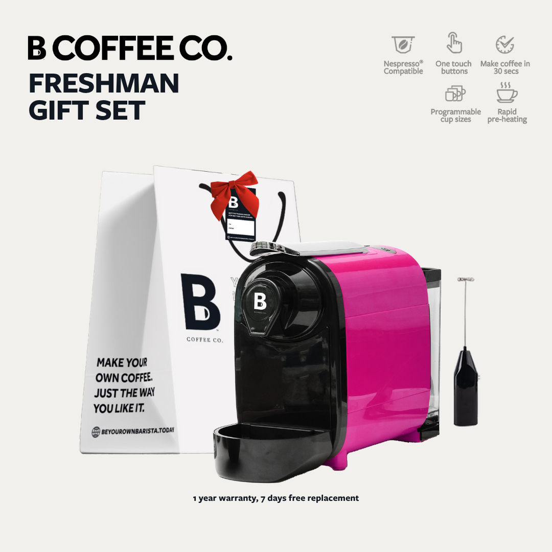 
                  
                    B Coffee Co. Freshman V1 Gift Set, Nespresso Compatible Coffee Capsule Machine with Milk Frother
                  
                