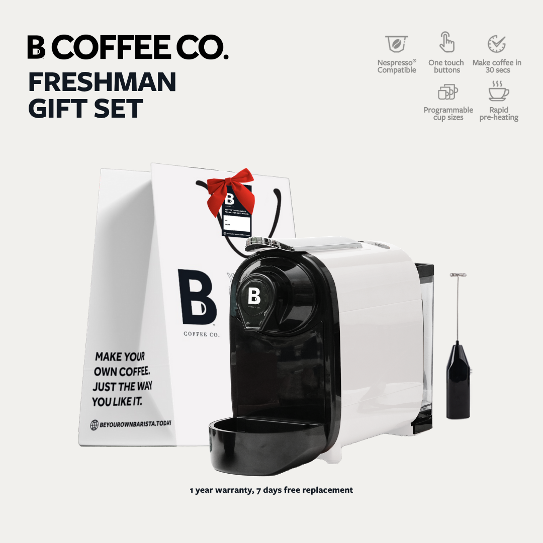 
                  
                    B Coffee Co. Freshman V1 Gift Set, Nespresso Compatible Coffee Capsule Machine with Milk Frother
                  
                