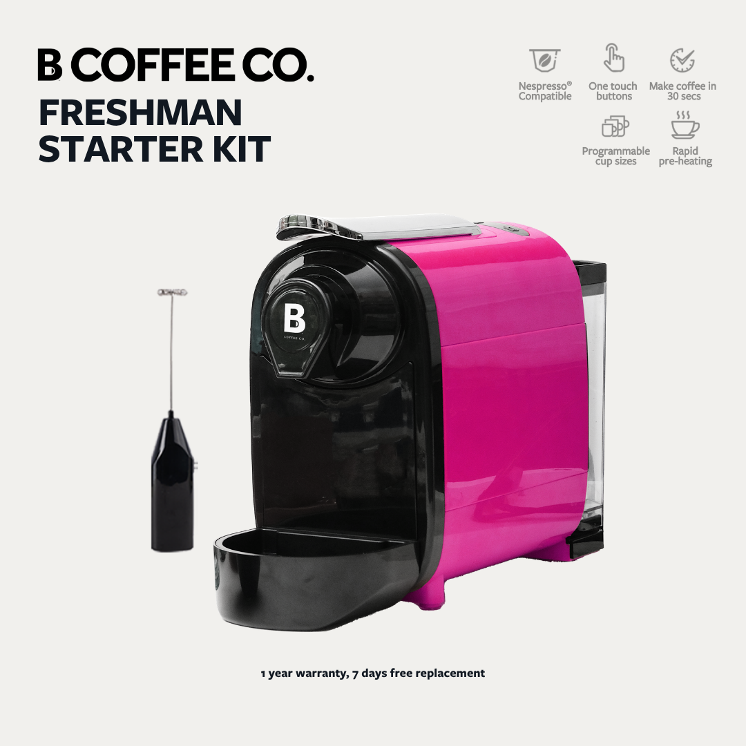 
                  
                    B Coffee Co. Freshman V1 Starter Kit, Nespresso Compatible Coffee Capsule Machine with Milk Frother
                  
                
