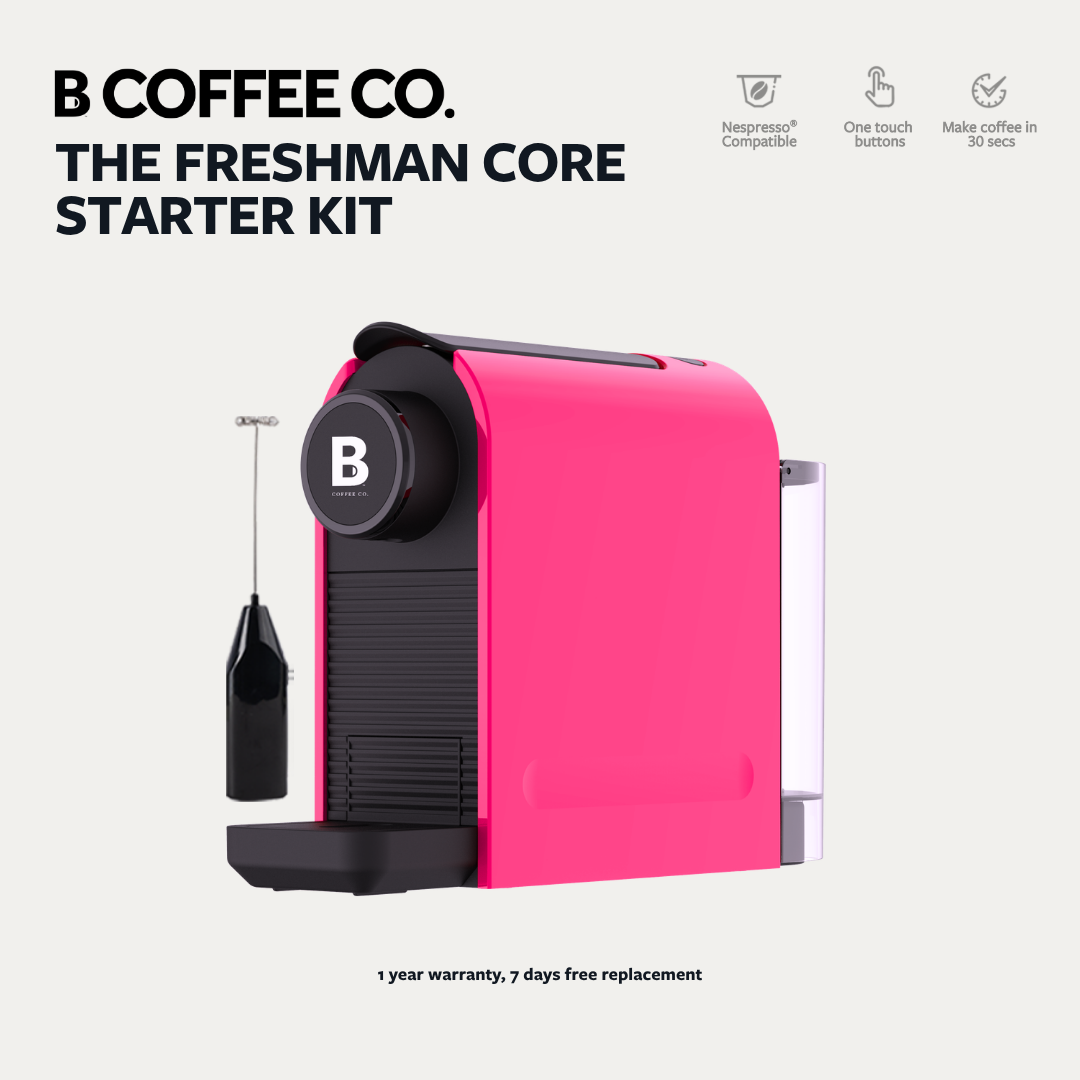 
                  
                    B Coffee Co. Freshman Core Black Starter Kit, Nespresso Compatible Coffee Capsule Machine with Milk Frother
                  
                