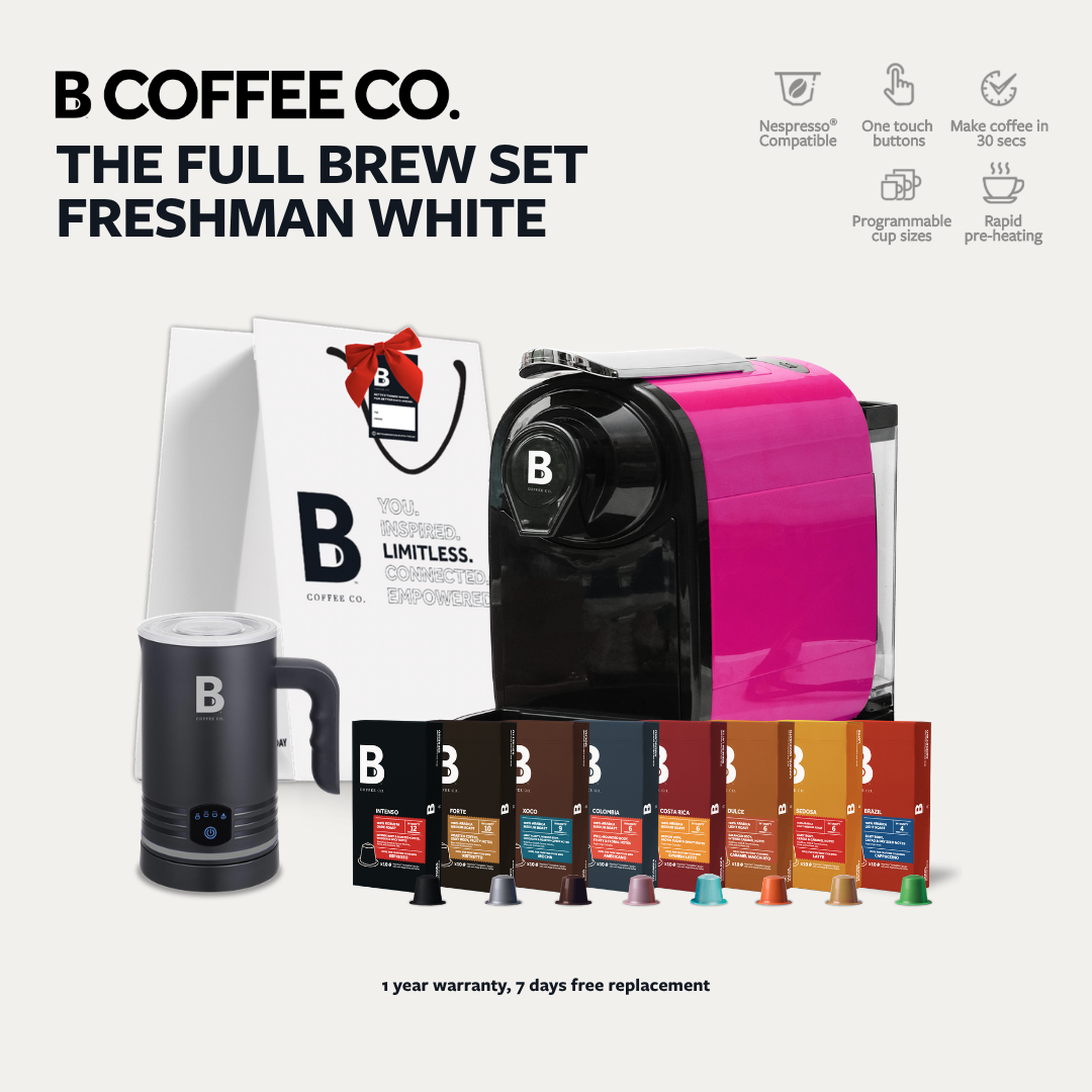 
                  
                    B Coffee Co. Freshman V1 Full Brew Set, Coffee Machine with Varsity Frother & Discovery Pack
                  
                