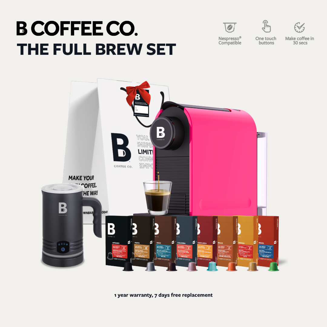 
                  
                    B Coffee Co. Freshman Core Full Brew Set, Coffee Machine with Varsity Frother & Discovery Pack
                  
                