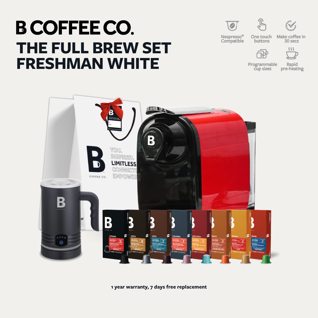 
                  
                    B Coffee Co. Freshman V1 Full Brew Set, Coffee Machine with Varsity Frother & Discovery Pack
                  
                