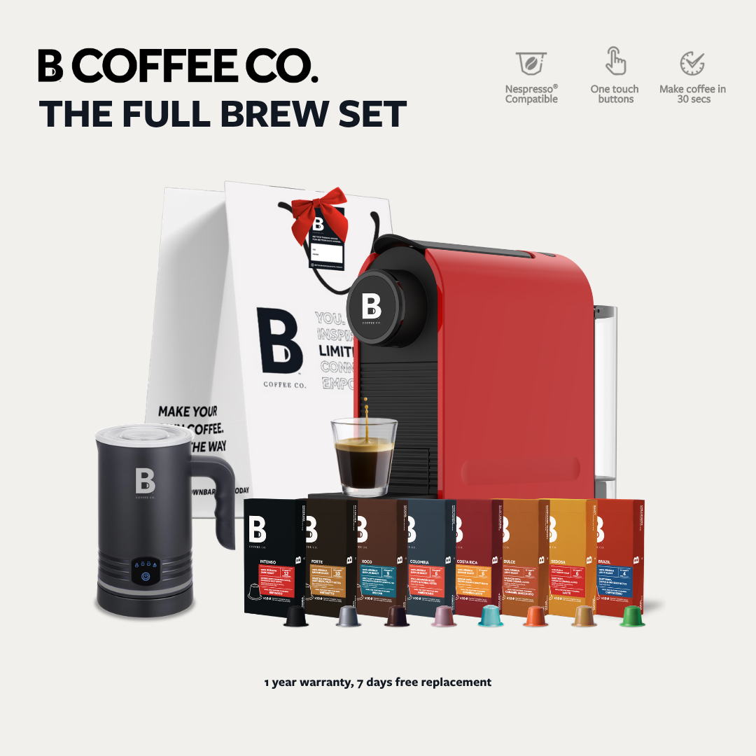 
                  
                    B Coffee Co. Freshman Core Full Brew Set, Coffee Machine with Varsity Frother & Discovery Pack
                  
                