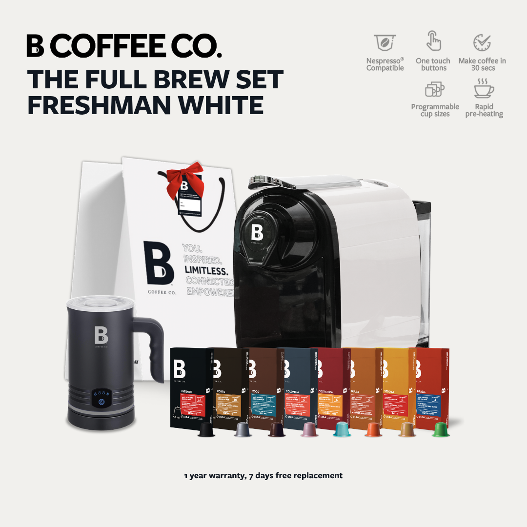 
                  
                    B Coffee Co. Freshman V1 Full Brew Set, Coffee Machine with Varsity Frother & Discovery Pack
                  
                