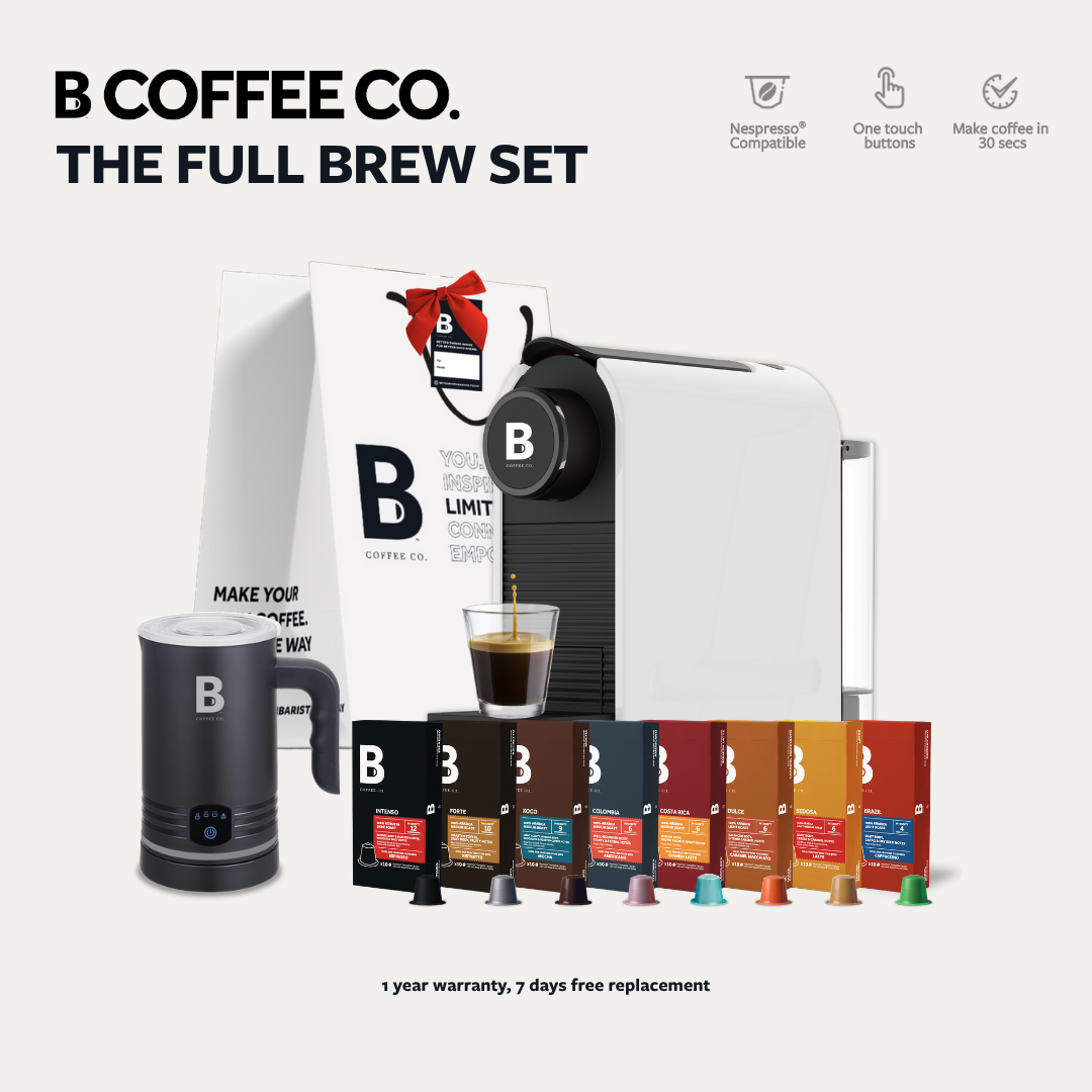 
                  
                    B Coffee Co. Freshman Core Full Brew Set, Coffee Machine with Varsity Frother & Discovery Pack
                  
                