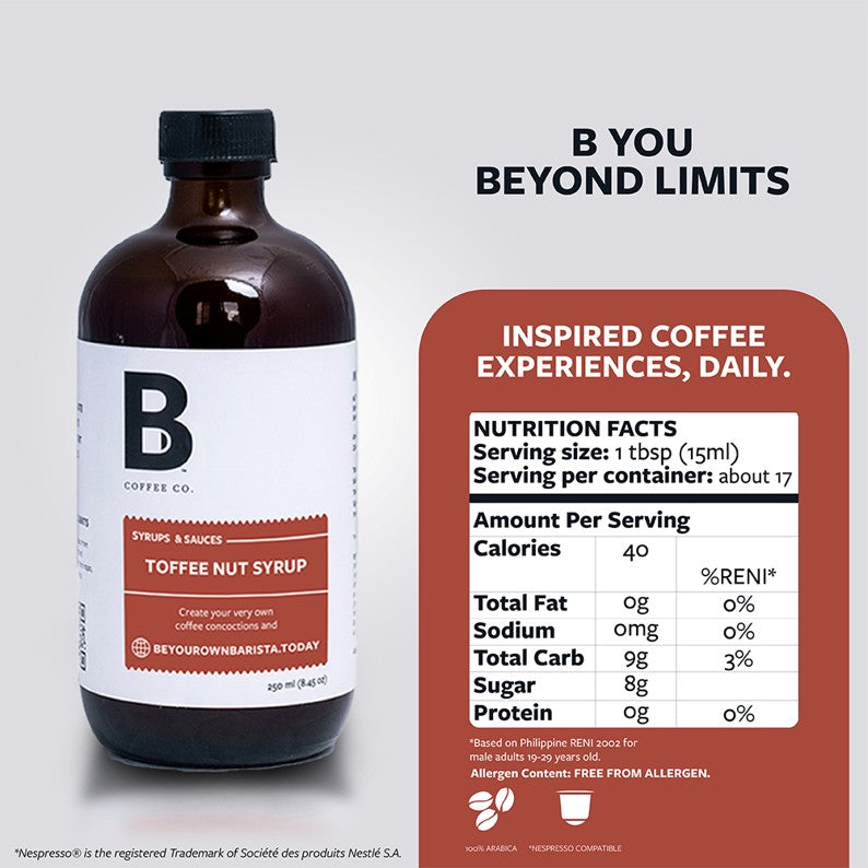 
                  
                    B Coffee Co. Toffee Nut Syrup 250ml
                  
                