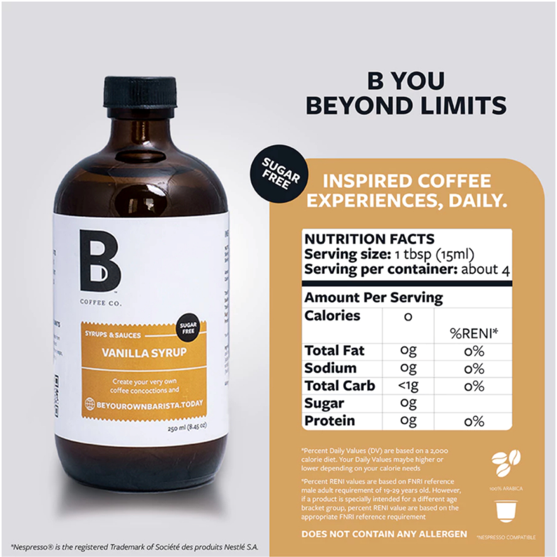 
                  
                    B Coffee Co. Sugarfree Vanilla Syrup 250ml
                  
                